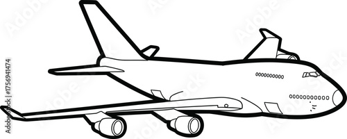 Airplane Drawing for Coloring Book or Logo Design