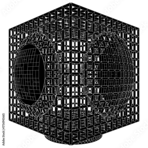 Cage Structure Construction Vector. Futuristic Cage Silhouette. Illustration Isolated On White Background. 