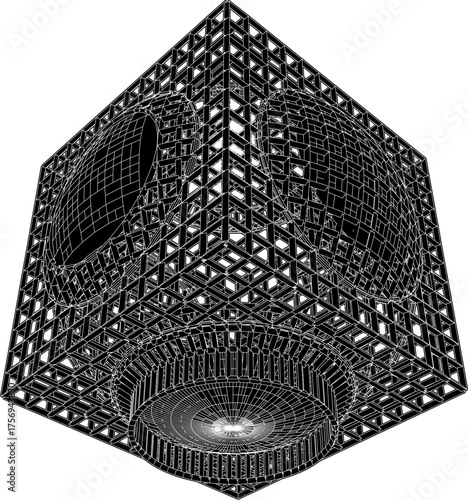 Cage Structure Construction Vector. Futuristic Cage Silhouette. Illustration Isolated On White Background. 