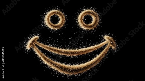 Optimistic smiles background loop, shimmering particles creating happy faces animation