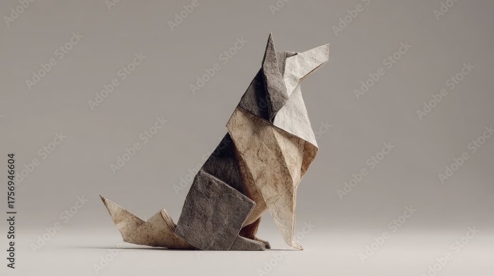 Fototapeta premium Geometric Origami Dog Sculpture