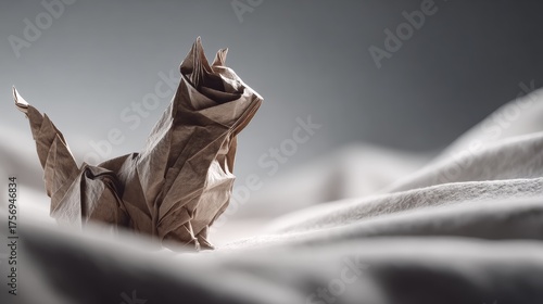 Geometric Origami Cat Sculpture