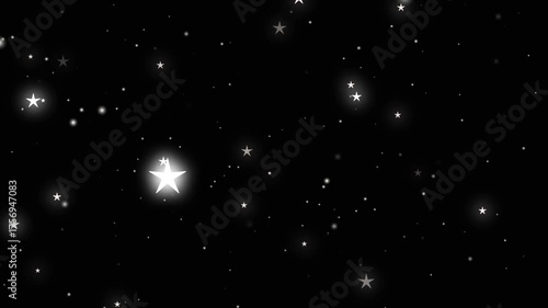 abstract star particles in space animated on black background.