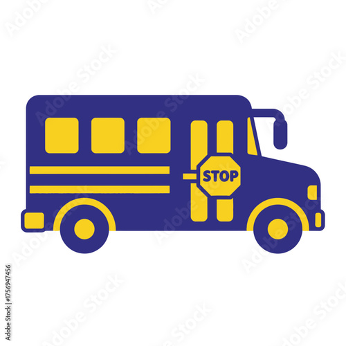 School Bus Stop Sign Vector Illustration For Green Screen Backgrounds And Educational Content