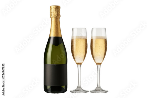 Wallpaper Mural Champagne bottle with two sparkling wine glasses celebrating Torontodigital.ca