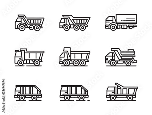 Dump Lorry Line Art Heavy Duty Transport