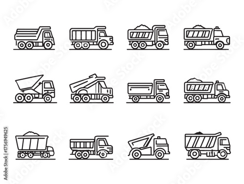 Dump Truck line art construction vehicle design