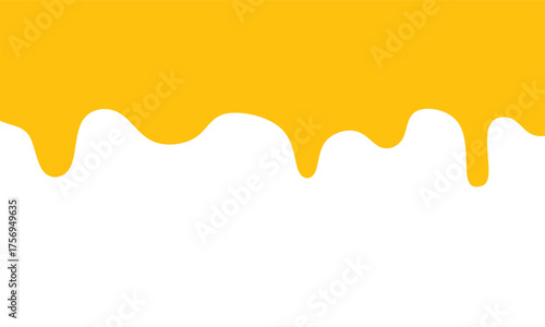 Fresh Melted Honey Dripping Border. Seamless Golden Liquid Background. Seamless flowing liquid design perfect for food, cosmetic, and sweet product backgrounds.