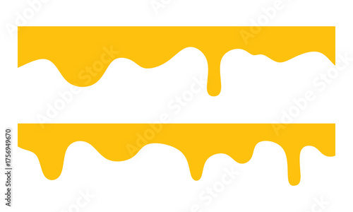 flowing melted honey on white background. Yellow dripping honey seamless pattern with smooth, glossy, and natural flow.