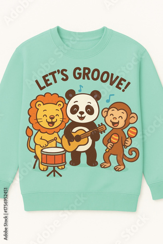 Cute Cartoon Animal Band Playing Music Vector Illustration for Kids Apparel