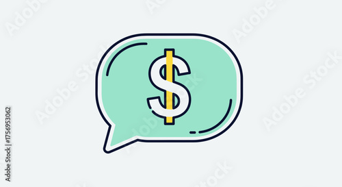 Dollar sign in a speech bubble representing financial discussion.