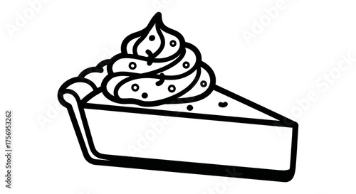 Pie slice with whipped cream topping delicious dessert sweet food tasty treat.