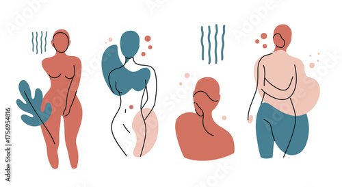 Abstract Body Silhouettes Diverse Figures Minimalist Art.