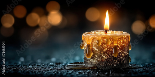 Burning Christmas candle wa...