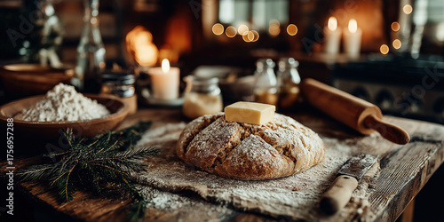 Christmas kitchen with baki...