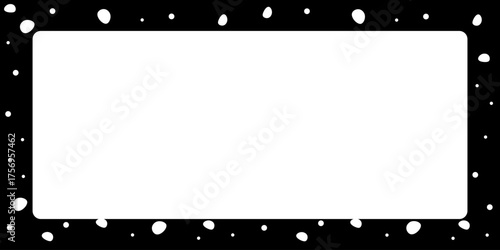 Horizontal dark frame. Snow falls at night, snowflakes. Flat vector design. Christmas, New Year. Winter loneliness. Space for greetings, text.