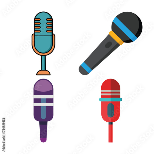 Microphone Set Vector Illustration Design