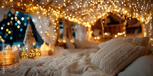 Soft-focus Christmas bedroo...