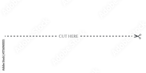 Cut Here Dotted Line with Scissors Icon for DIY Projects and Crafts - Vector Illustration