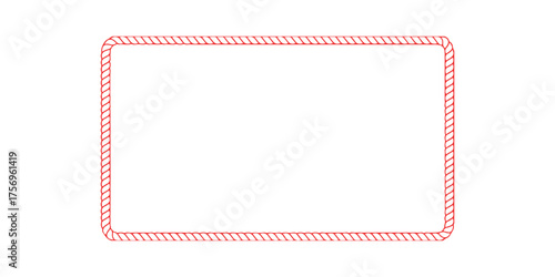 Red Rope Frame Vector Illustration Border Graphic Element Isolated on White Background