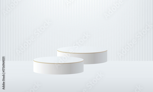 Podium in white studio room on modern background for product display, vector eps10
