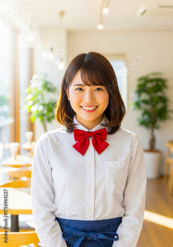 カフェで働く若い女性店員