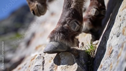 mountain animal hoof gripping rough rocky surface