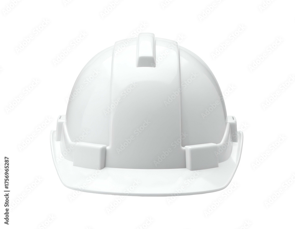 Fototapeta premium A front-facing, pristine white construction helmet, ready for safety