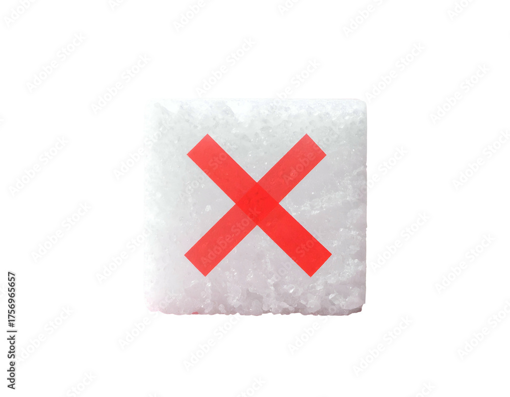 Obraz premium Square white object with visible texture and a diagonal red 