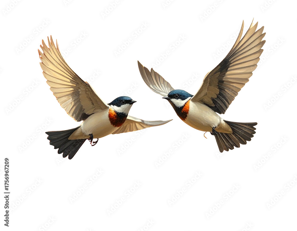 Obraz premium Graceful birds in flight against warm autumn background, nature inspiration for wall