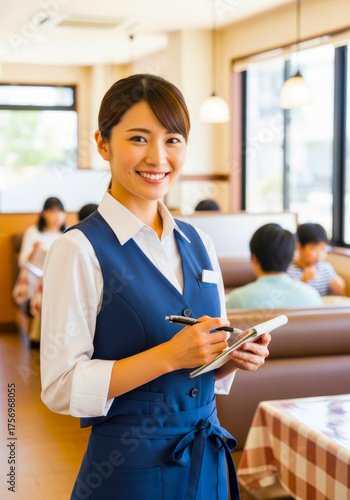 カフェで働く若い女性店員