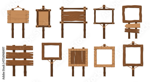 A collection of rustic wooden signs for displaying messages outdoors and indoors.