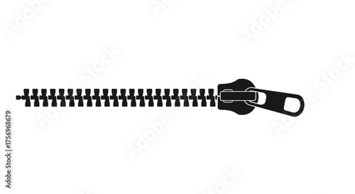 A close up of a black zipper on a white background.