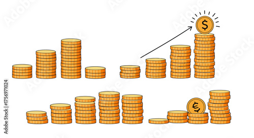 Stacks of Gold Coins Illustrating Financial Growth and Investment Success.