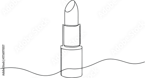 Black outline lipstick on white background with wavy lines