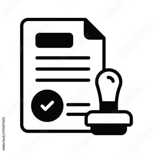 glyph paper icon symbolizing legal document and approval.