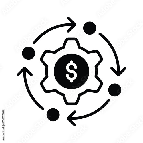 glyph icon showing financial rotation and growth, ready to use vector