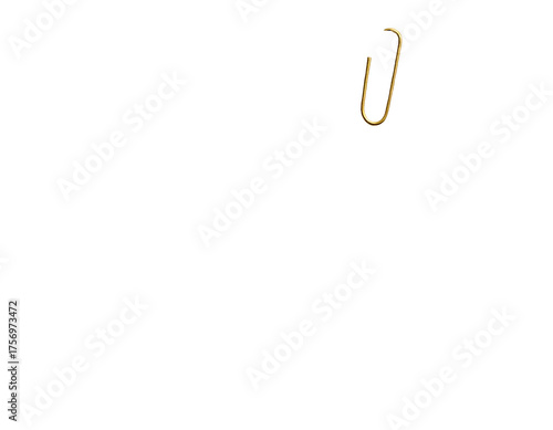 A golden paperclip floats against a stark black background. Simple and modern design