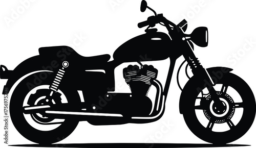 Vector art of black silhouette of a classic motorcycle