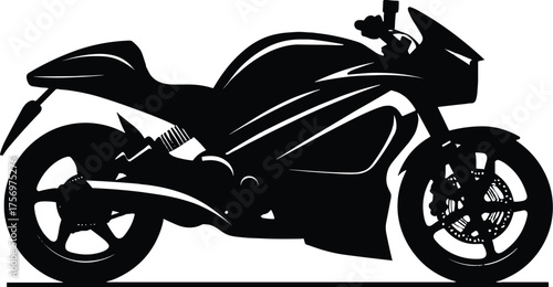 Vector art of black silhouette of a sport motorcycle