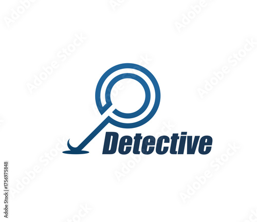Police detective investigator icon or badge. Private detective symbol, police inspector graphic vector sign. Security agency investigator company icon or emblem with abstract magnifying glass