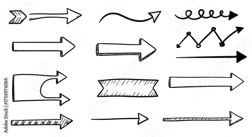 Collection of Hand Drawn Arrow Icons and Symbols.