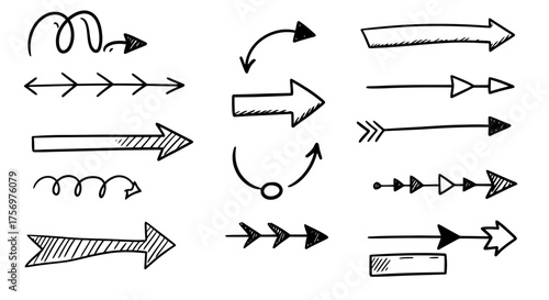 Collection of Hand Drawn Arrow Icons and Symbols.