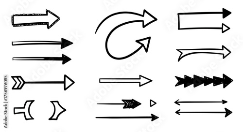 Collection of Hand Drawn Arrow Icons and Symbols.