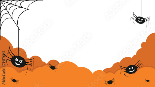 Scary Spider And Web Halloween Theme Background