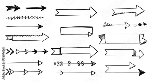 Collection of Hand Drawn Arrow Icons and Symbols for Design.