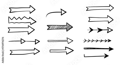 Collection of Hand Drawn Arrow Icons and Symbols for Design.