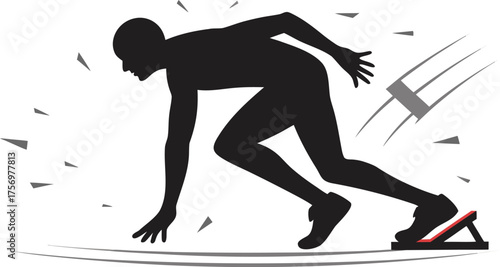 male sprinter starting race pose athletic black s