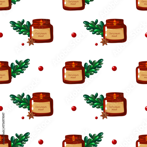 Christmas Scented Jar Seamless Pattern