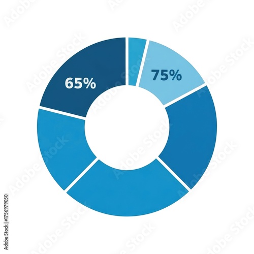 Pie chart data isolated on white background